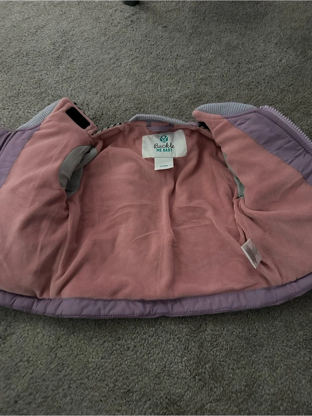 Buckle Me Baby Lavender Quilted Jacket with Pink Lining